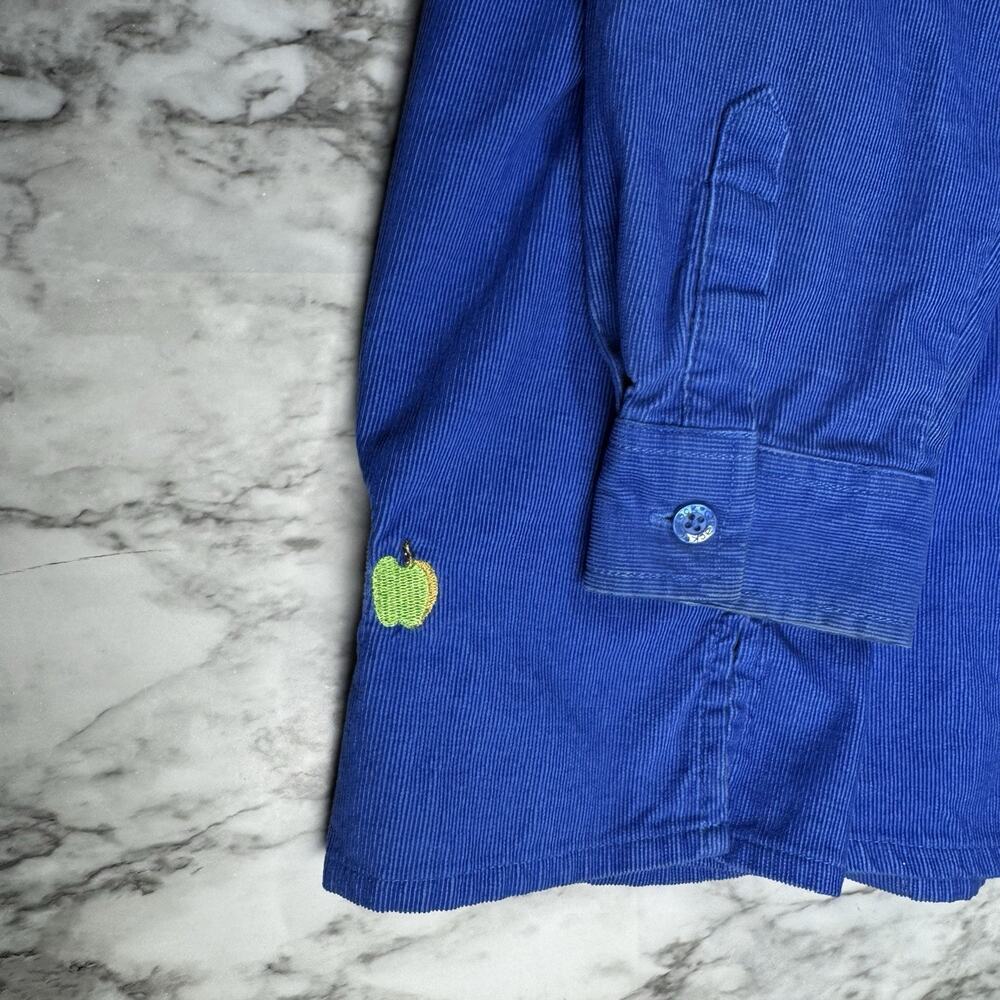 Quacker Factory Corduroy Button Up Apple Top Size M Teacher Embroidered Beaded - Picture 9 of 9